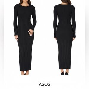 ASOS Black Ribbed Off Shoulder Bodycon whimsygoth fairycore‎ sexy party Dress